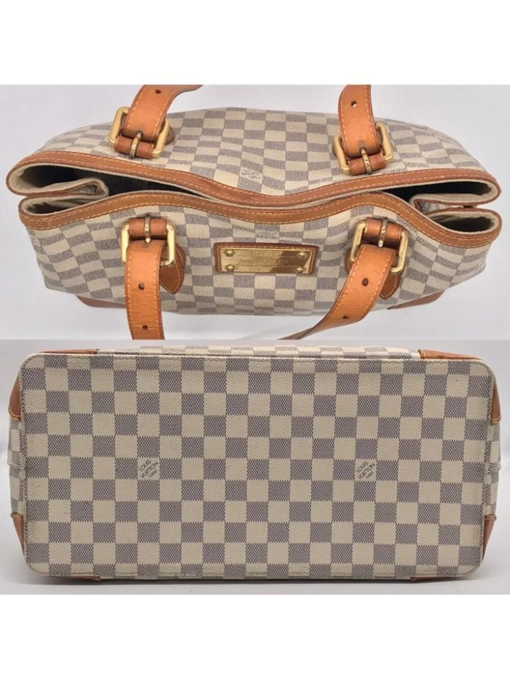 Louis Vuitton Damier Azur Hampstead MM Tote Shoulder Bag Price Negotiation